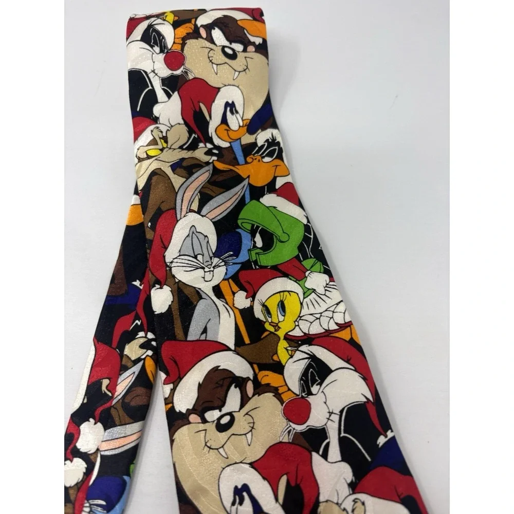 Vintage 1997 Looney Tunes Christmas Silk Men's Tie 90's Cartoons